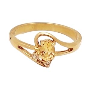 Gold Plated Ring w/ Citrine Color Simulated Stone Size 10 | NWOT